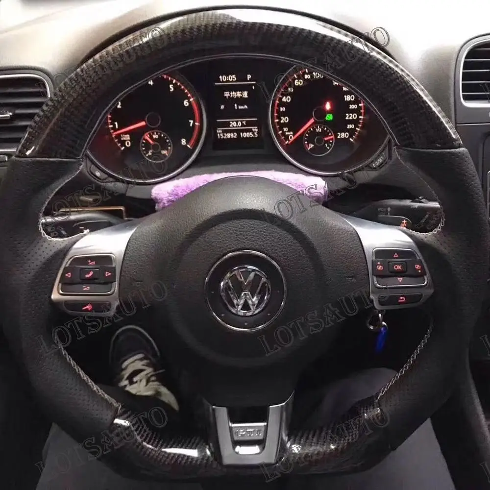 Настоящее углеродное волокно руль для FIT VW Golf 6 GTI MK6 Замена(немецкий флаг линии - Цвет: GOLF 6 GTI