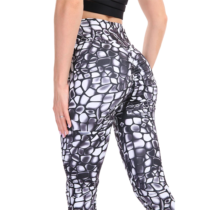 

CHRLEISURE Marble Printing Leggings Fitness Feminina High Waist Ankle-Length Push Up Leggings Polyester Slim Workout Leggings
