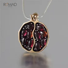 Romad Vintage Red Garnet Necklace Round Gold Color Pomegranate CZ Stone Necklaces For Woman Jewelry Romad Vintage Red Garnet Necklace Round Gold Color Pomegranate CZ Stone Necklaces For Woman Jewelry