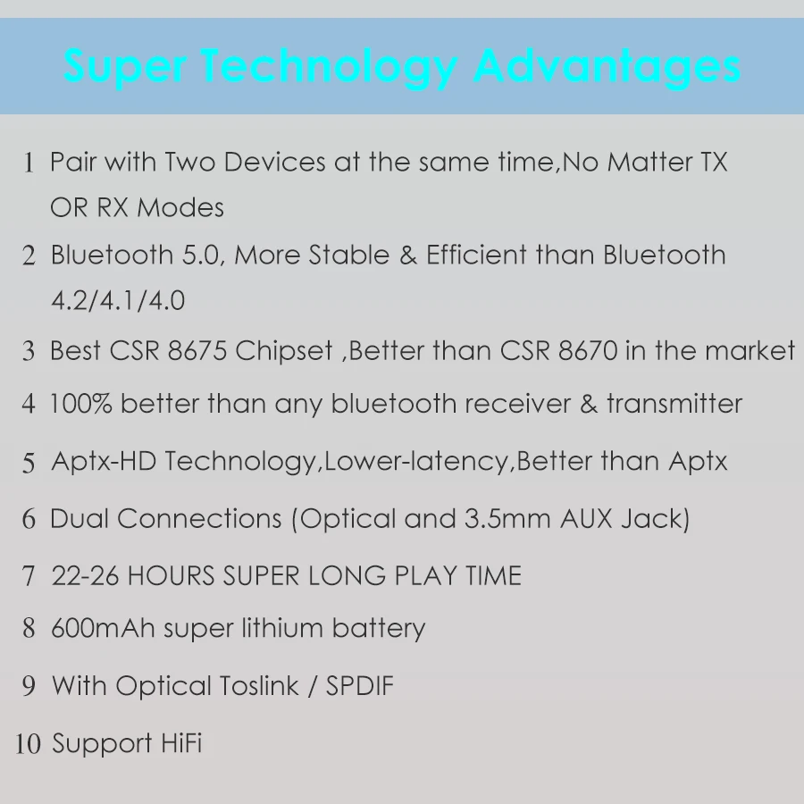 Bluetooth 5,0 передатчик приемник CSR8675 APTX HD LL Bt аудио музыка беспроводной USB адаптер 3,5 мм 3,5 AUX Jack/SPDIF/RCA для ТВ ПК