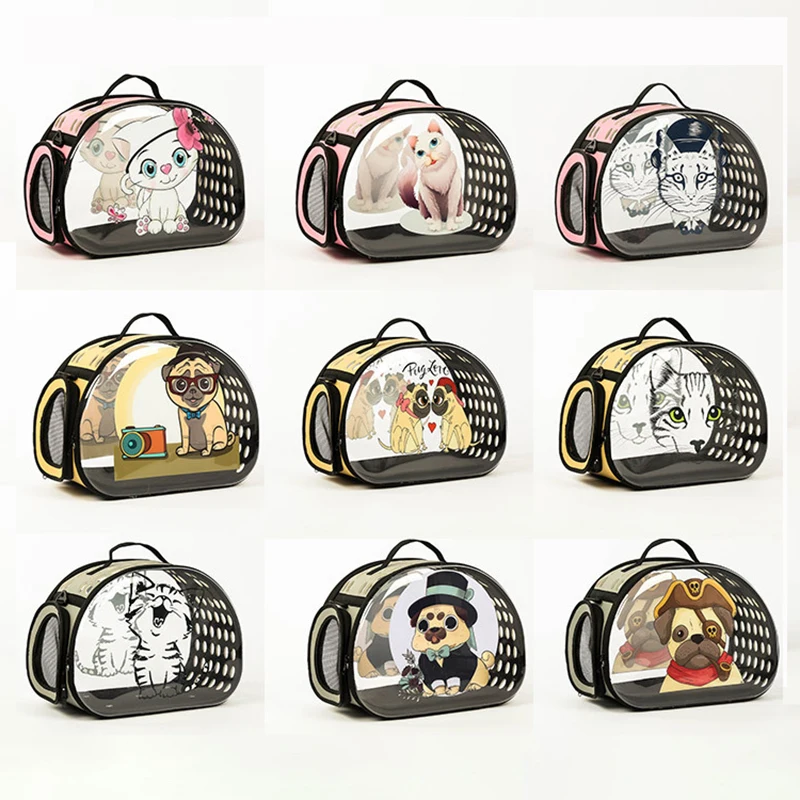 

Dog Cat Transparent Carrier Bag Foldable Portable Outdoor Travel Shoulder Bag Handbag for Small Pets Mesh Breathable Bags TDL01
