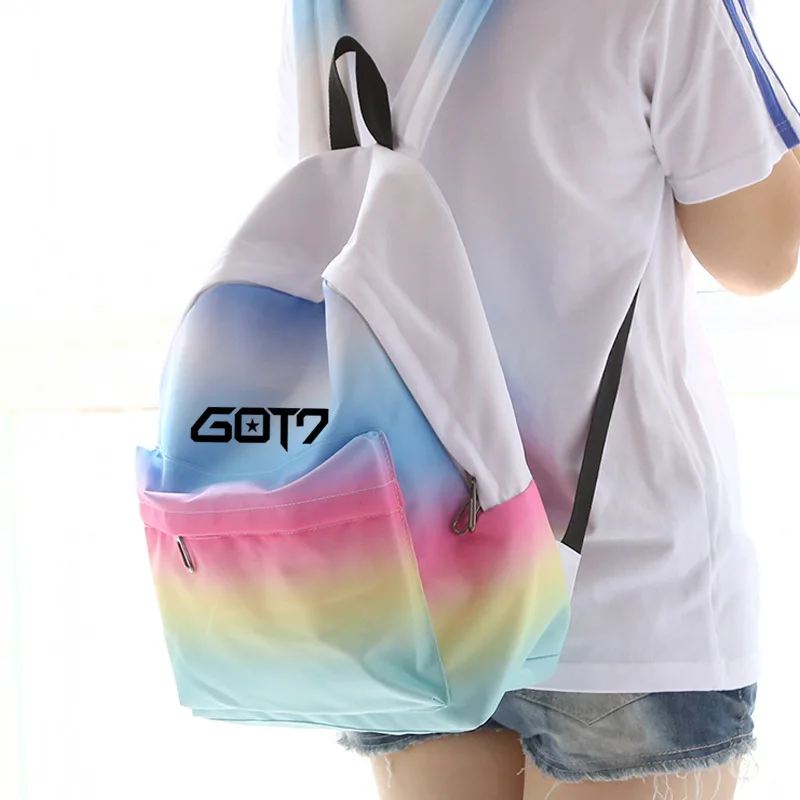 

NEW KPOP GOT7 MARK around the aid of gradient color backpack middle school student bag girl backpack
