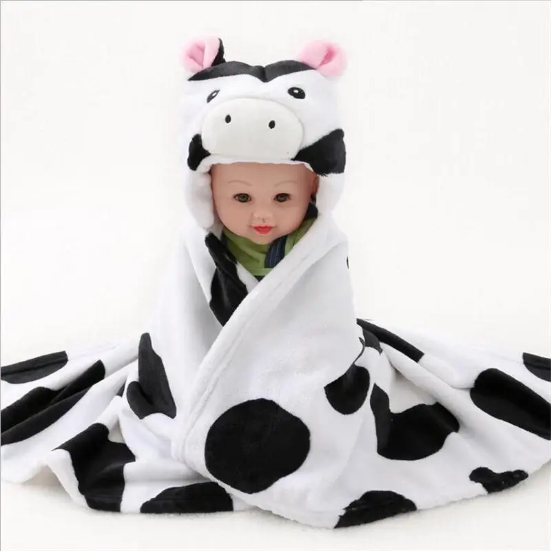 Baby Blankets Neonatal Hold Flannel Hooded Blanket Swaddling For