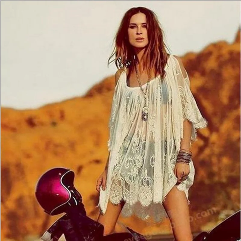 Женское пляжное платье с вырезами свободное однотонное летнее в европейском и