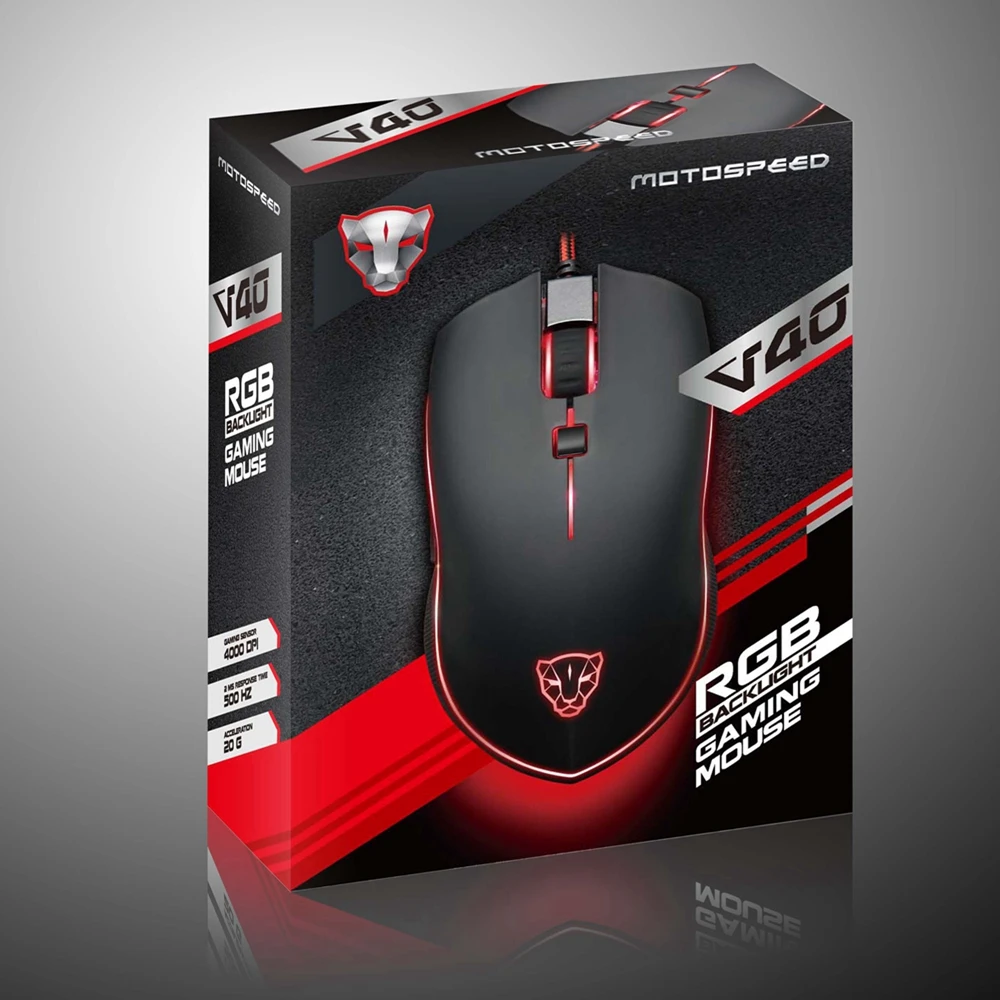 Motospeed V40 Проводная игровая мышь USB 6 кнопок оптическая профессиональная со