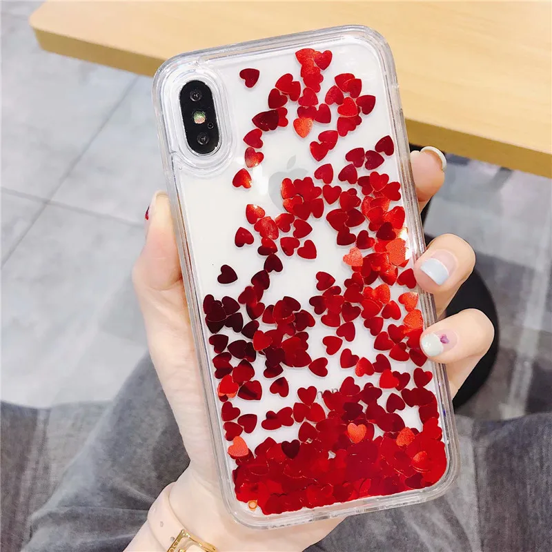 Жидкий блестящий чехол для Apple iPhone 11 Pro Max Xs Xr X Love Heart чехлы телефонов 7 8 6 6s Plus