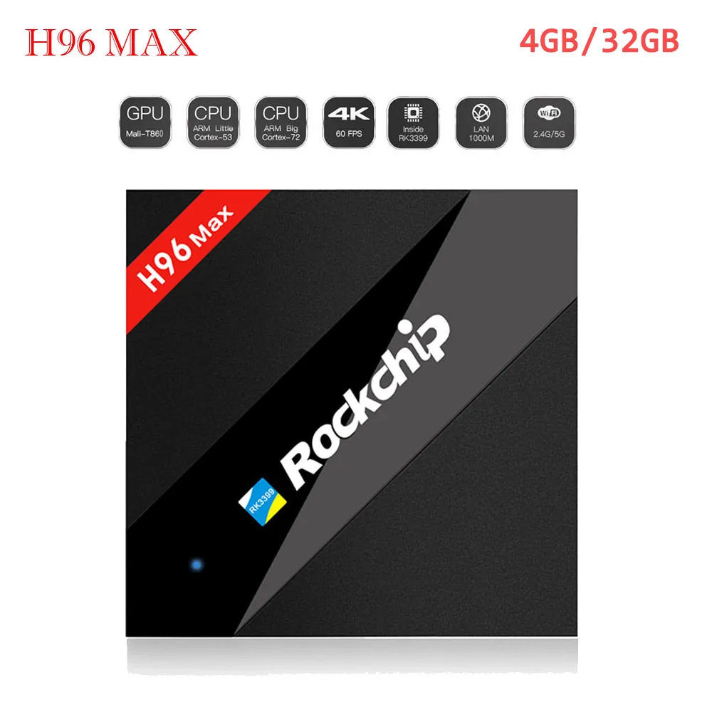 

H96 MAX 4G/32G RK3399 Six Core Android 7.1 TV Box OpenGL/VG/CL H.265 4K 2K Media Player set top box Dual WiFi 2.4/5Ghz BT4.0