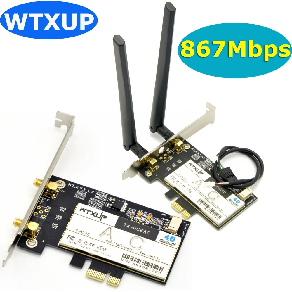 WTXUP Qualcomm Atheros QCNFA344 1200 Мбит/с Настольный 802.11ac PCI Express WiFi адаптер беспроводной E + Bluetooth