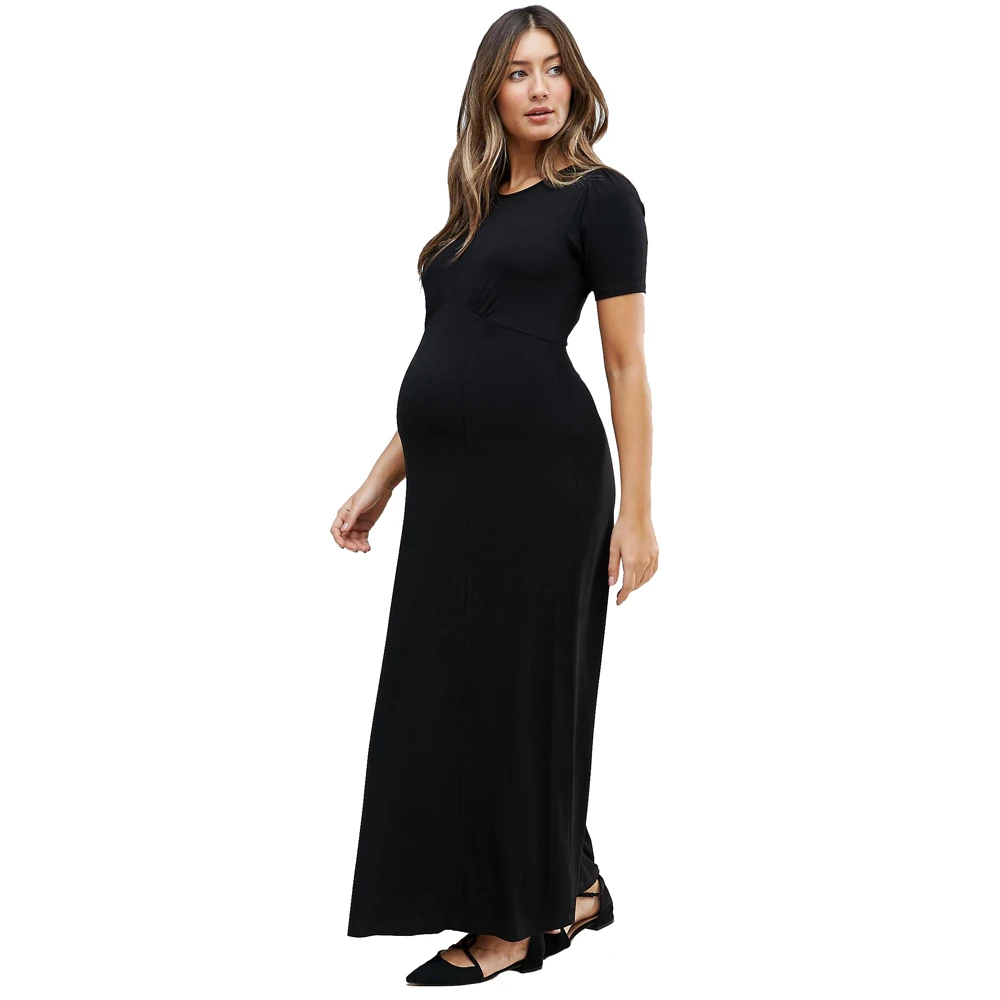 short sleeve maternity maxi dress