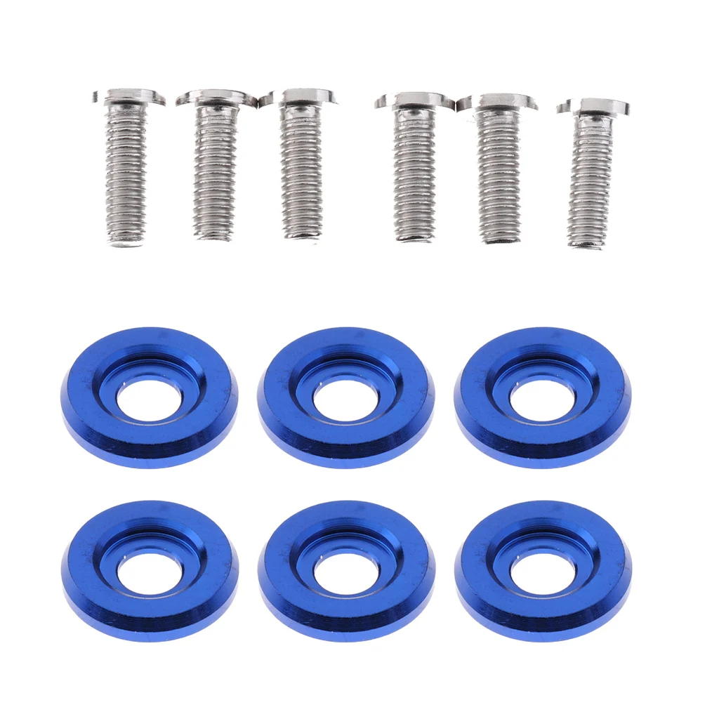 6 Sets Car Aluminum Fender Bumper Washer Bolt Engine Bay Screw Kit High Strength Corrosion Resistant