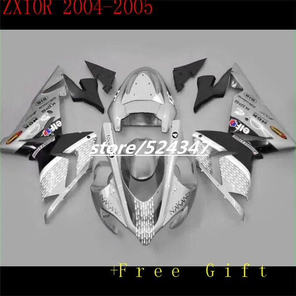 Набор обтекателей мотоцикла для 2004 2005 ZX10R серебристый черный Kawasaki Ninja ZX-10R 04-05 ZX 10R