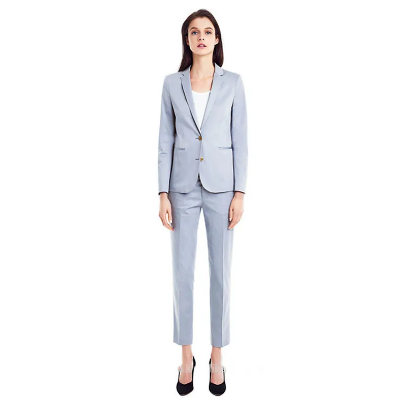 newCustom Fashion Light Sky Blue Women Tuxedos Shawl Lapel Suits For