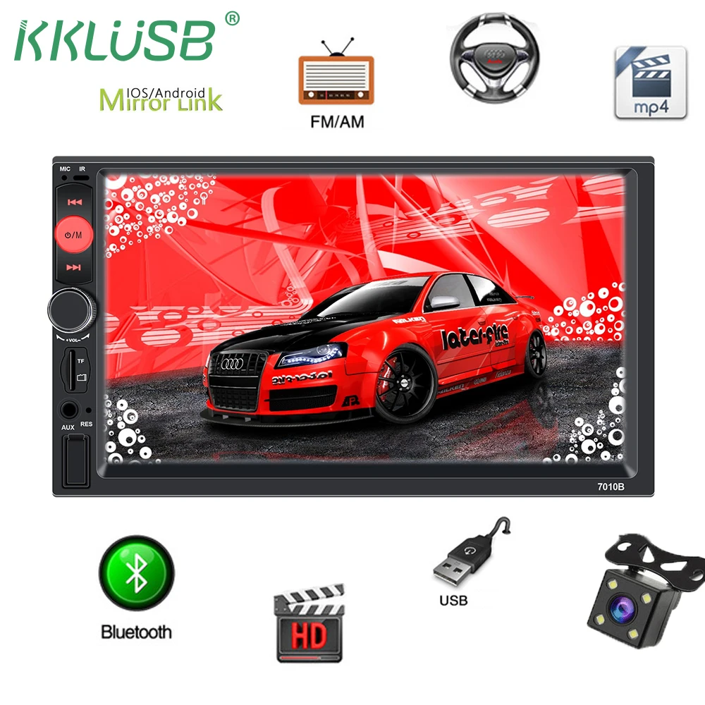 

2 din car radio Autoradio 7010B 2Din 7" HD Touch Screen Multimedia player 12V car Stereo mirror link Bluetooth Rear View Camera