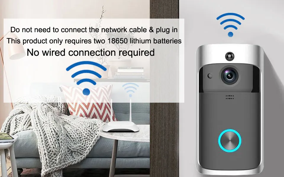 Смарт безопасности беспроводной wifi-звонок с камера дверного звонка видео дверной звонок Домофон удаленный домашний мониторинг ИК-сигнализация камера