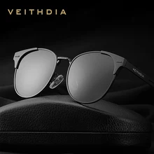 Солнцезащитные ретро-очки VEITHDIA, винтажные алюминиевые очки с поляризационными стеклами для мужчин и женщин, модель VT6109