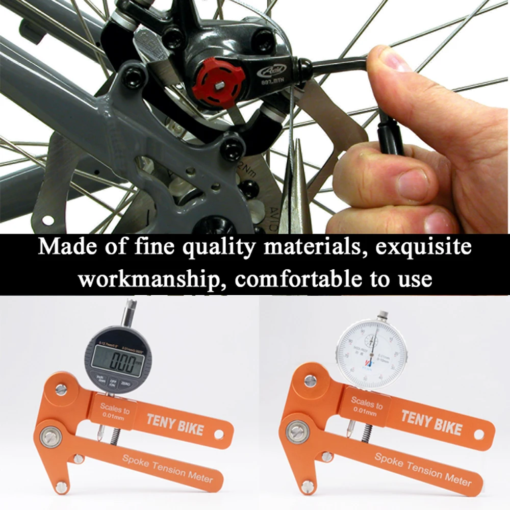 

Aluminum Alloy Bike Spoke Tension Meter mechanical/electronic Wheel Builders Tool Bikes Indicator Tensiometer Scales to 0.01mm