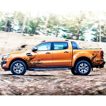 

4PC mudslinger styling body rear tail side graphic vinyl modified decal custom for Ford ranger 2012 2013 2014 2015 2016 stickers