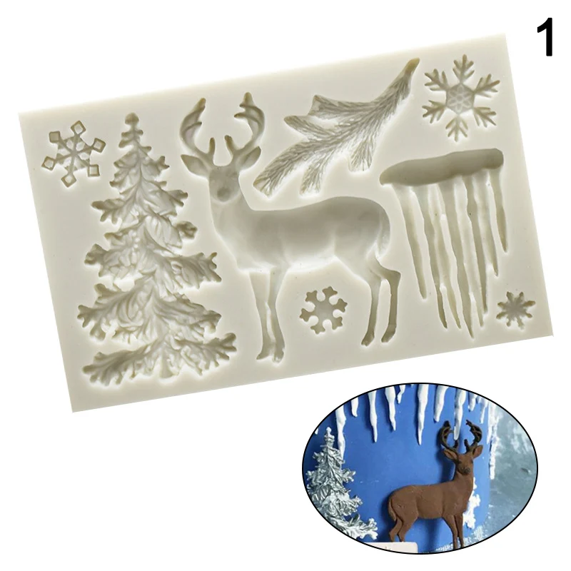 

DIY Silicone Baking Cake Molds Christmas Elk Tree Snowflake Shape Pastry Mold Tools GHS99