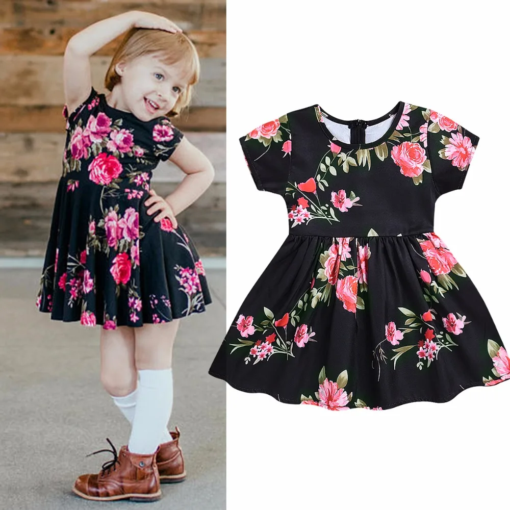 Puseky 1 6T Baby Girl Dress Floral Branch Dress Elegant Lady One Piece