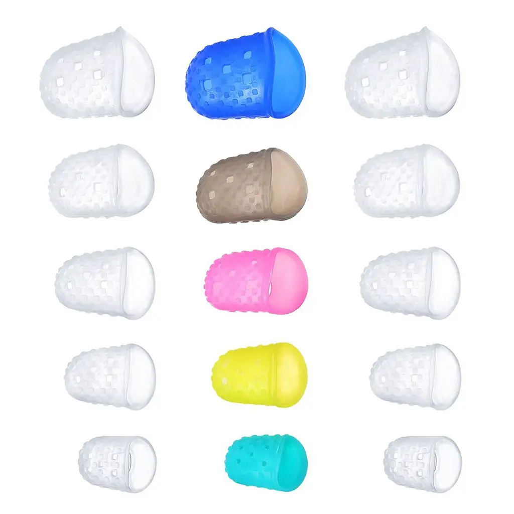 BMDT-Meideal 15 Pieces Clear and Color Silicone Guitar Fingertip Protectors in 5 Sizes(L/ M/ S/ XS/ XXS)and 10 Pieces Guitar P