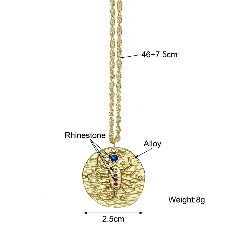 F. J4Z, хит, ожерелье с подвеской в виде зодиака 12, винтажное, матовое, золотого цвета, сплав, Знак зодиака, ожерелье, ювелирные изделия для мужчин и женщин
