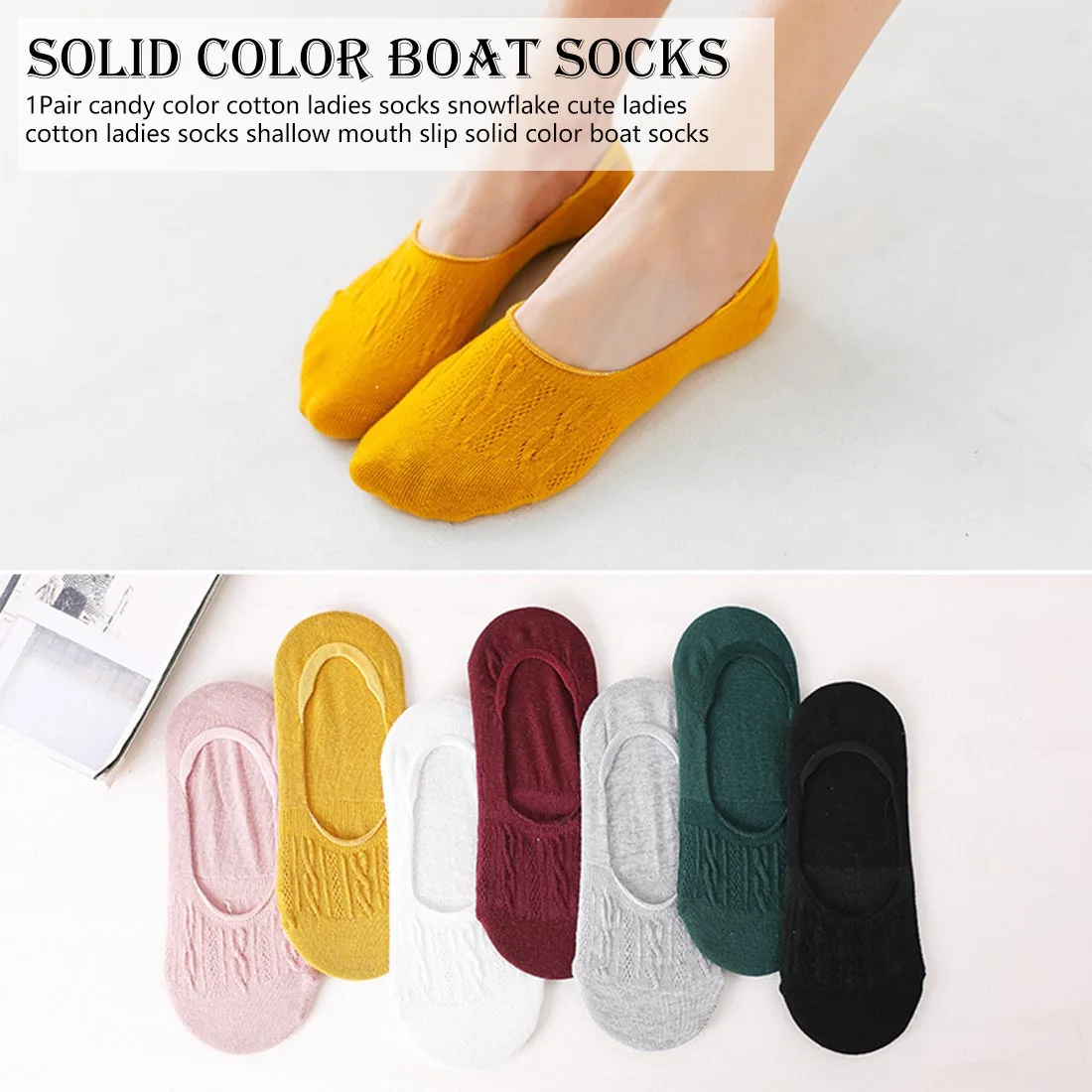 

1Pair candy color cotton ladies socks snowflake cute ladies cotton ladies socks shallow mouth slip solid color boat