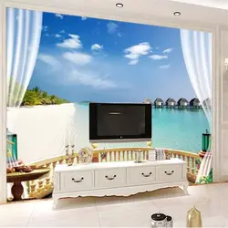 Beibehang заказ обои 3D стерео снаружи вид на море диван задний план стены Гостиная Спальня росписи papel де parede 3d