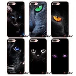 Черная кошка смотрели глаза для samsung Galaxy S3 S4 S5 мини S6 S7 край S8 S9 плюс Примечание 2 3 4 5 8 прозрачные чехлы Чехлы
