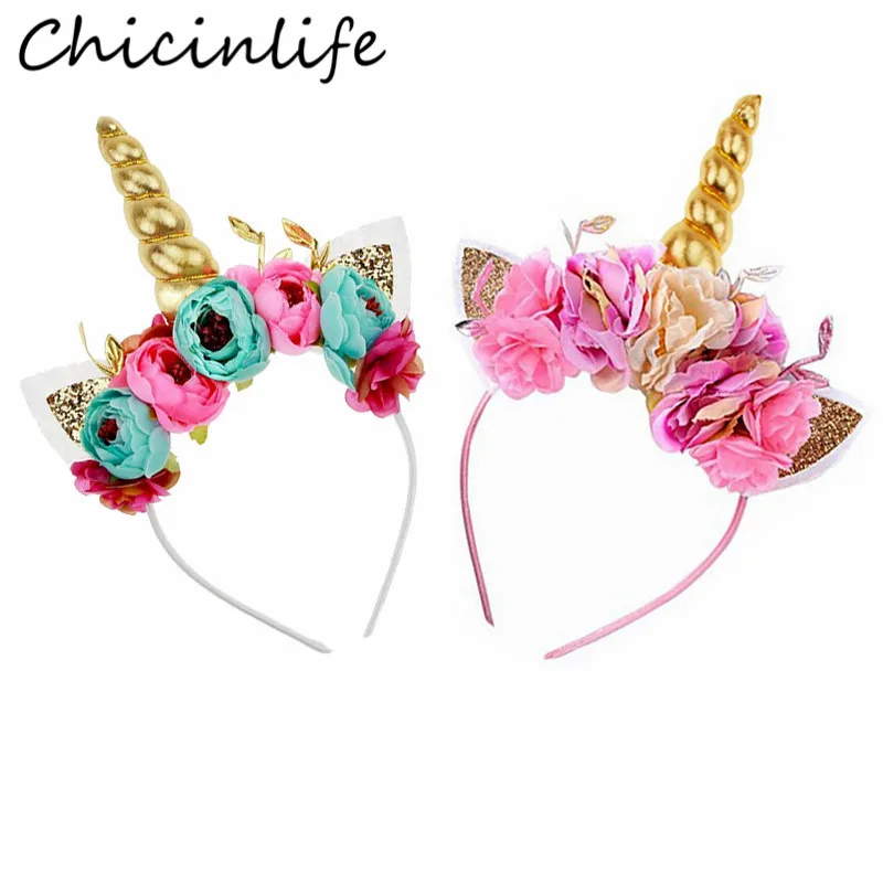 Chicinlife 1 шт. Синий/Розовый Единорог повязка на голову с днем рождения вечеринка для