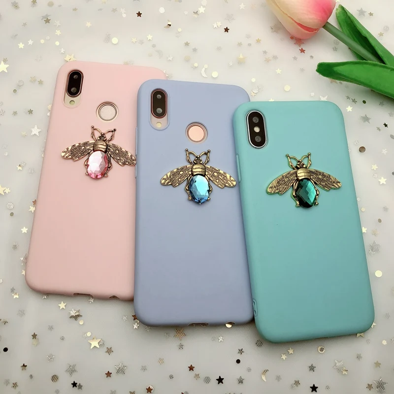 

Fashion Candy Color 3D Jewelry Bee Case For iPhone X XR XS MAX Soft Matte Silicone TPU Case For iPhone 6 6s 7 8 Plus 5 5s SE