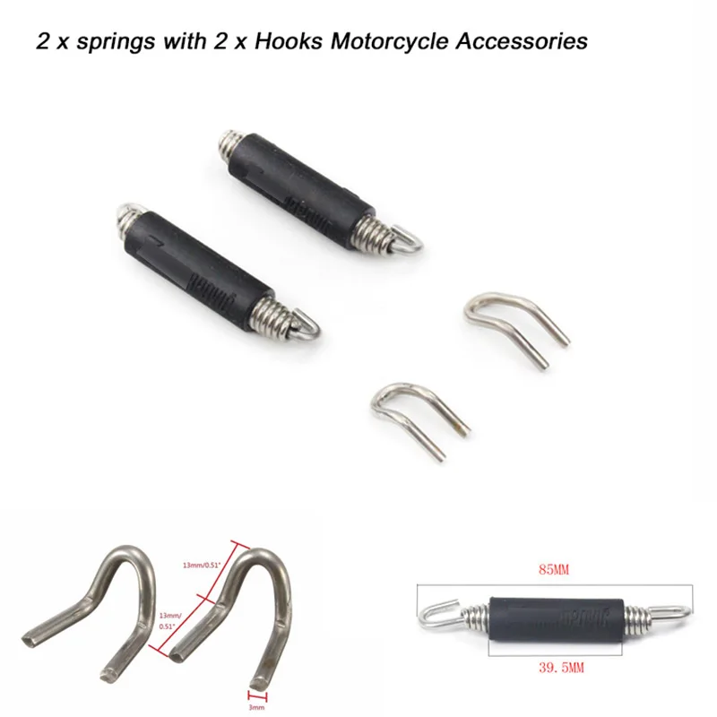 

Motorcycle Exhaust Pipe Spring Tension Spring 2 x Spring with 2 x Clips Hooks