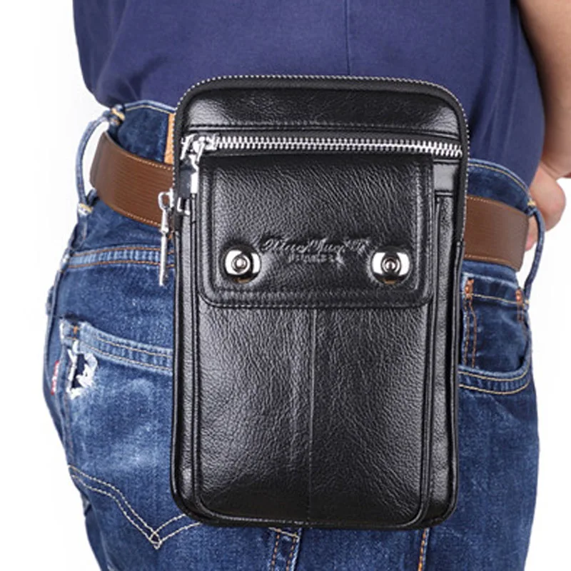 Модный мужской чехол для телефона, поясная сумка из натуральной кожи, сумка-кошелек, сумка с крючком, сумка через плечо, сумка-мессенджер, новинка