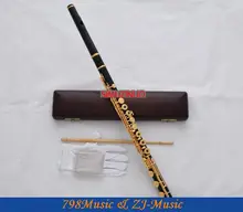 African Blackwood Grenadilla Flute-B foot-Open Hole-Split-E-Offset-G-Gold Plated WITH case split hand split foot malformation