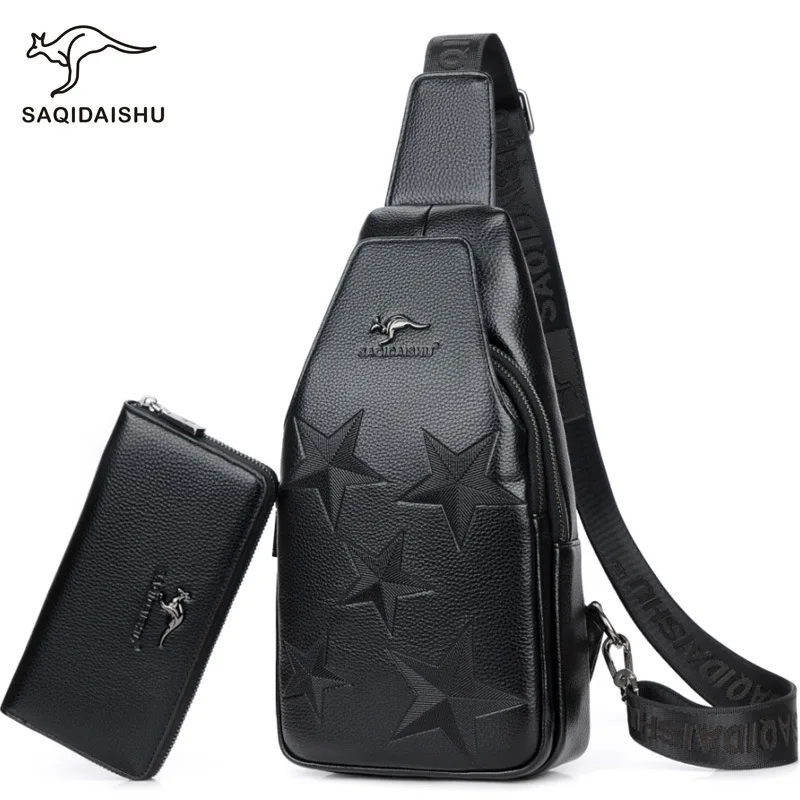 

men's leather bag s14 interior luxus Shoulder Outdoor Purse Headphone jack design Waist Fashion Star with overflowing stars Bag