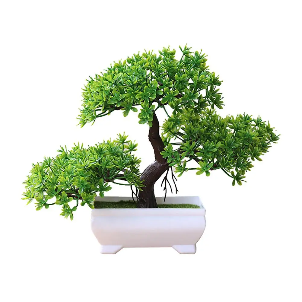 

Artificial Flowers Fake Artificial Plants Green Pot Welcoming Pine Bonsai Simulation Artificial Potted Plant Ornament Home Decor