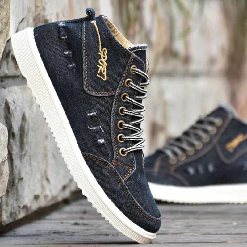 جودة عالية أعلى حذاء قماش للرجال جديد 2019 تنفس عارضة الدنيم الأحذية رجل سكيت حذاء المطاط الوحيد zapatos hombres