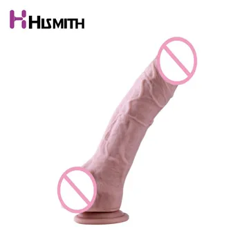 HISMITH Odorless Realistic Liquid Silicone Dildo faloimitator Flexible Penis Strong Suction Cup Adult Sex toys for women 1