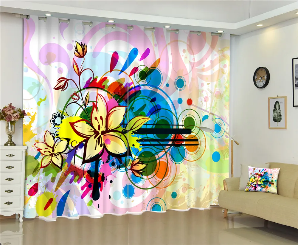 

Color windmill Blackout 3D Window Curtains For Living Room Children Room Bedroom Drapes cortinas Customized size pillowcase