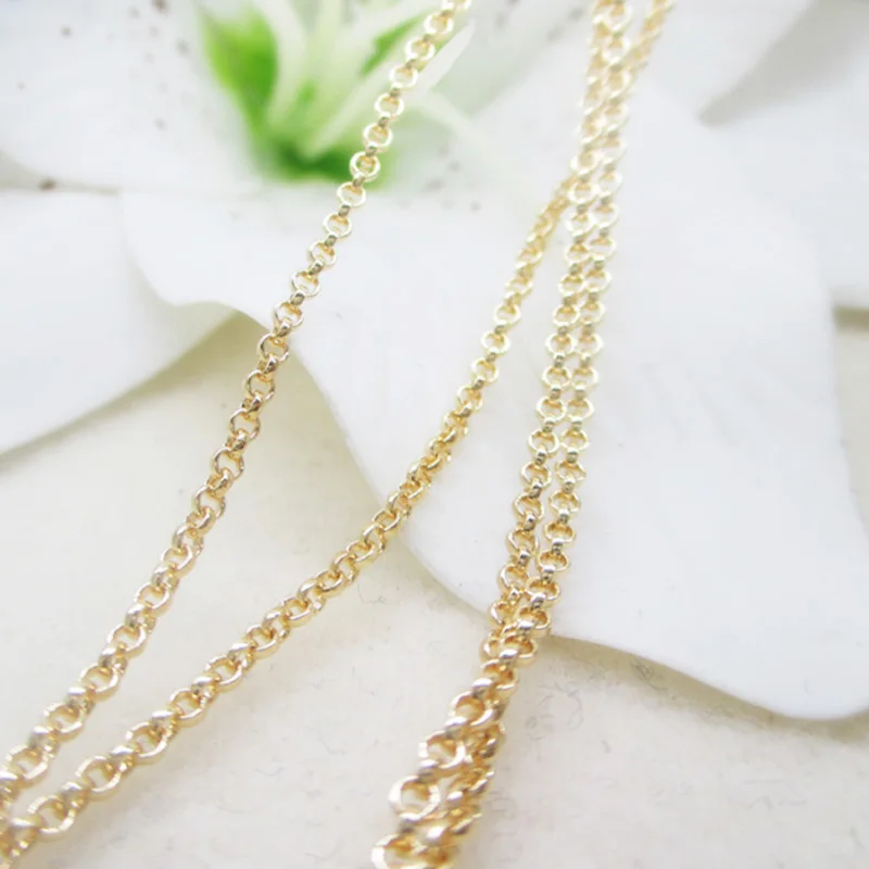 

K color Gold color loop circle chain K color Gold chain for DIY making jewelry accessories 1.2mm 2meters wholesale