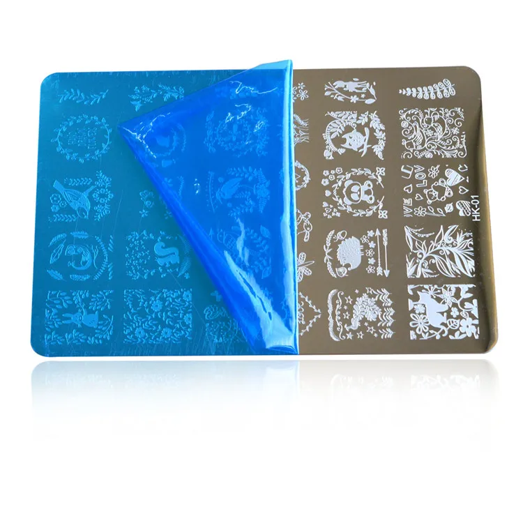 

1Pcs Rectangle HK-01 Nail Art Stamping Plate Lace Flower/Animal Pattern Manicure Image Template DIY Nail Stencil Nails Tool