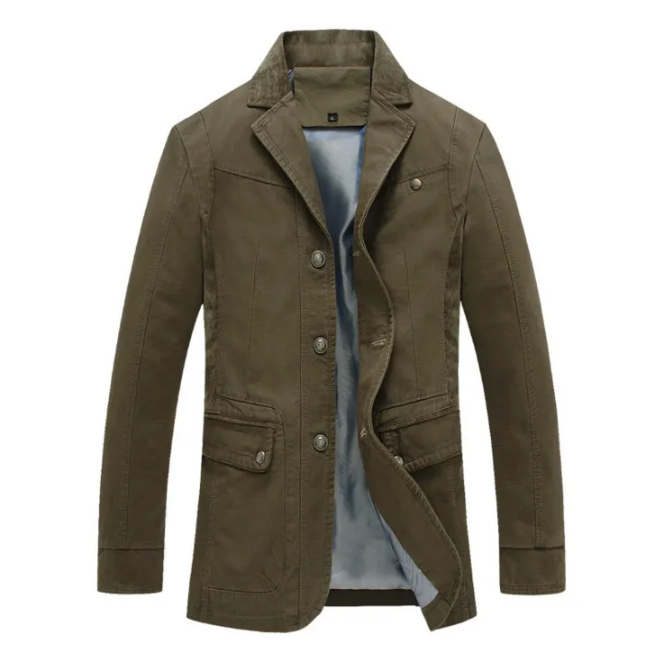 Новинка 2017 года Дизайн Тренч Для мужчин осень хлопок тонкий пальто высокого качества Модные Для мужчин ветровка Куртки Армейский зеленый