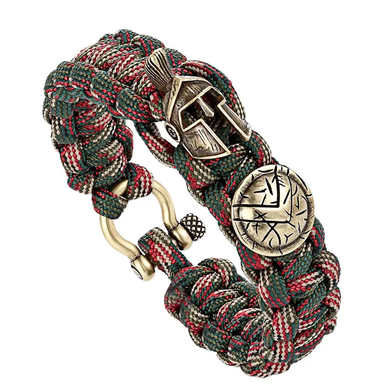 Модный наружный браслет для выживания, мужской Спартанский шлем, воин, браслеты Pulseira, ручная работа, веревка, женский браслет, летний подарок
