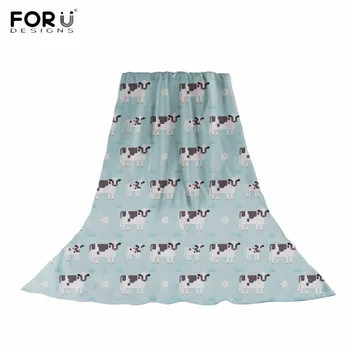 

FORUDESIGNS Cute Daisy Cows Herds Pattern Female Long Silk Scarves Spring/Autumn Women Mufflers Luxury Brand Chiffon Hijab Scarf