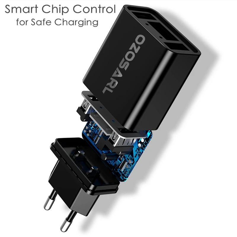 Зарядное устройство с 2 USB портами и светодиодным дисплеем макс. А|Зарядные