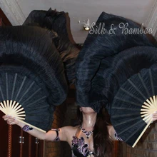 Сплошной черный,(1 шт. справа+ 1 шт. слева) 1,5 м* 0,9 м(5"* 35") Ручная роспись танец живота Шелковый веер вуаль, настоящий струящийся шелк