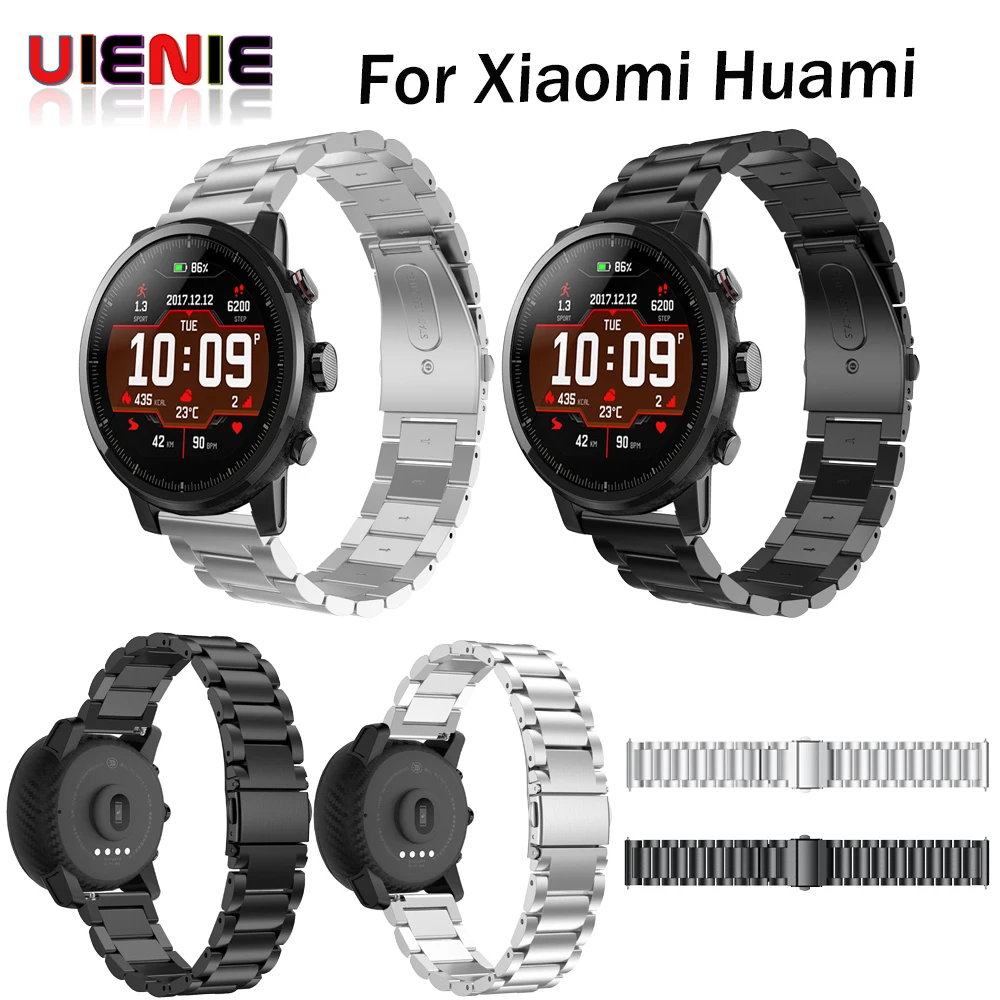 22 мм ремешок для часов из нержавеющей стали Xiaomi Huami Amazfit Pace/ Stratos 2 2s/GTR 47 мм/Samsung gear S3/