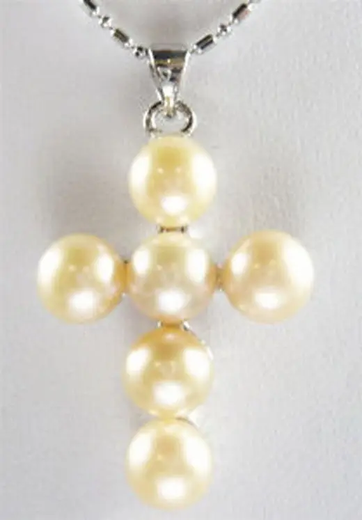 

Wholesale FREE SHIPPING >>> Real Pink Freshwater Pearl Cross 18KWGP Pendant with Necklace