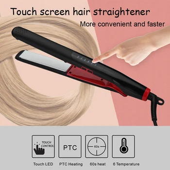 

2019 Touch Screen Hair Straightener PTC Fast Heating Straightening Iron Professional Hair Care Flat Iron 2 In 1 Styling Tools