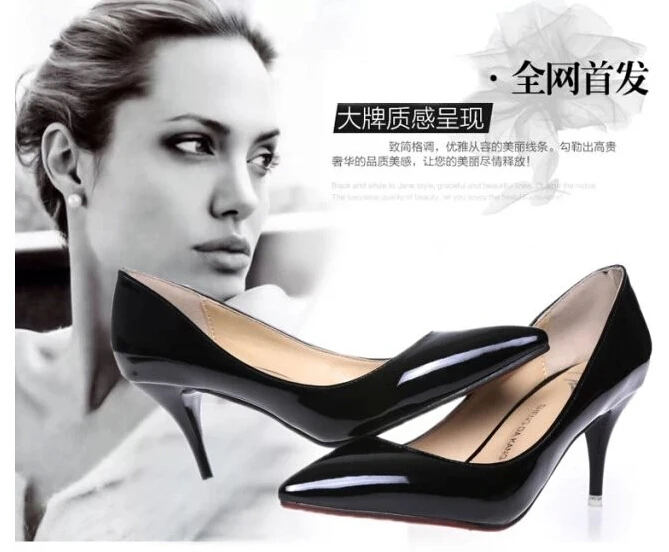 Europe Women's Spring and autumn Style Mary janes thin heels sexy shallow mouth Coat of paint OL shoes pumps | Обувь