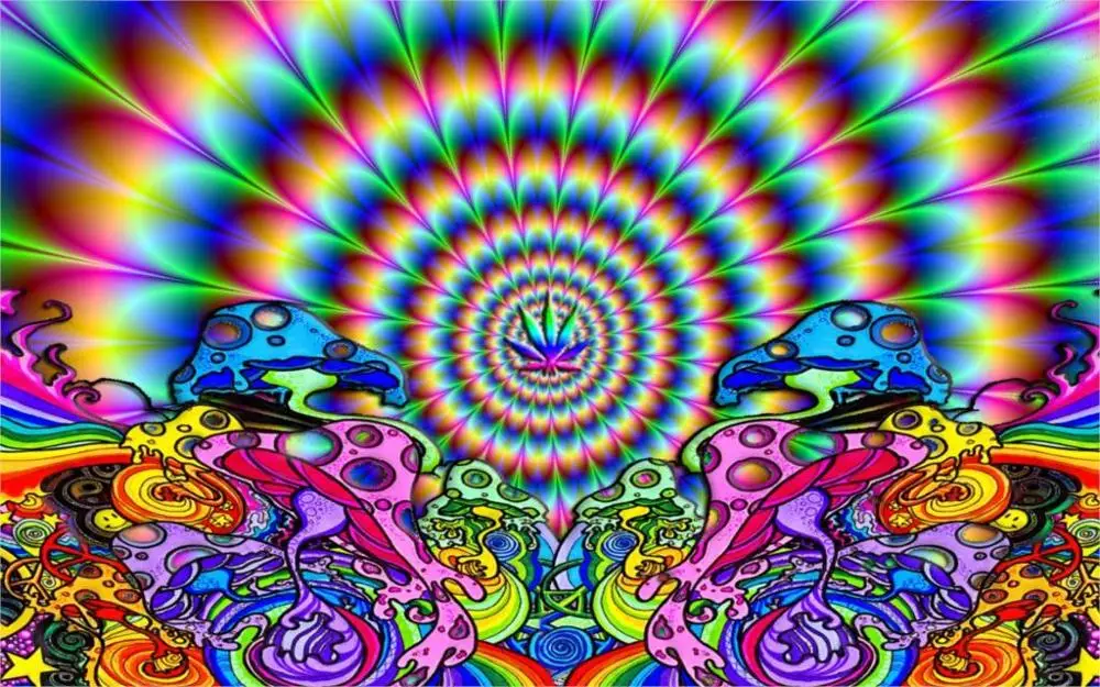 Mind teaser psychedelic fractal цвет 4 размера шелковая ткань холст печать плаката | Дом и сад